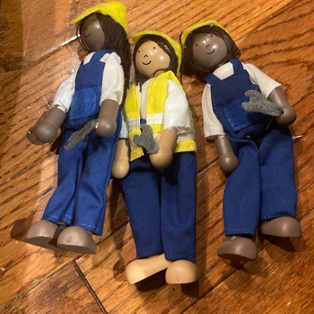 Pottery Barn Kids BENDABLE Play People Construction Workers Toys age3+